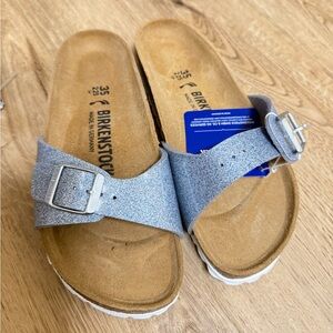 NWB Birkenstock Madrid BS sparkling light silver Sandals